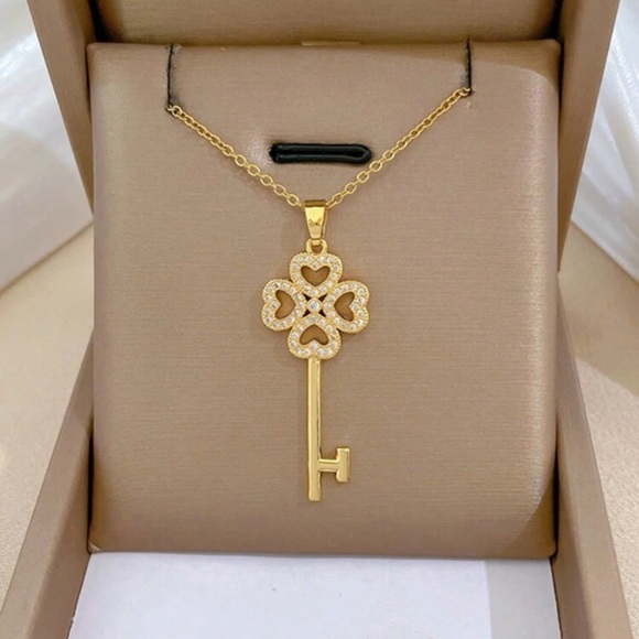 Jewelry - Gold Plated Stainless Steel Key Pendant Necklace